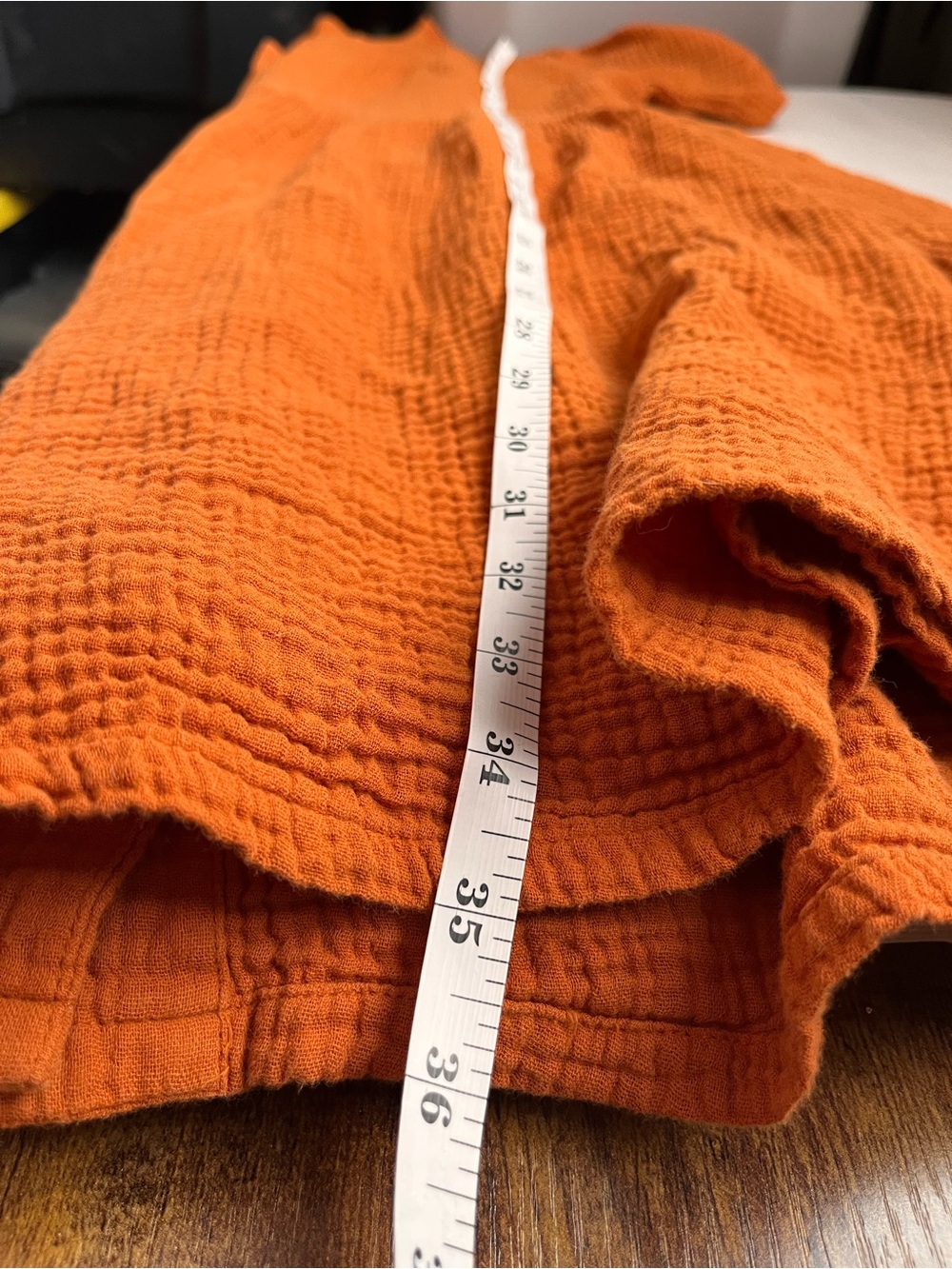Madewell Orange Button-Front Cotton Gauze Textured Dress Large - Picture 8 of 8
